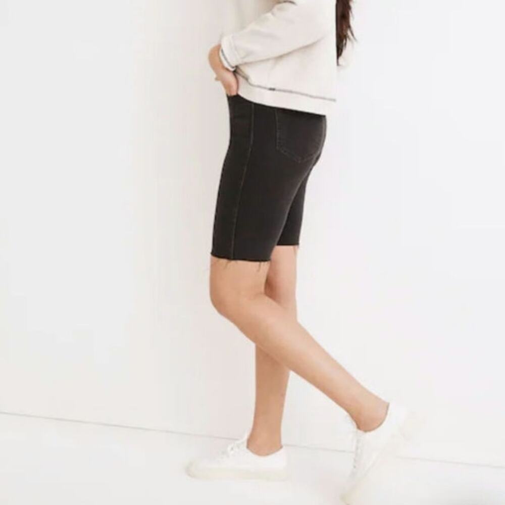 Madewell NWT Road Tripper Biker Shorts Black High Rise Raw Hem Casual 30 - Picture 5 of 12